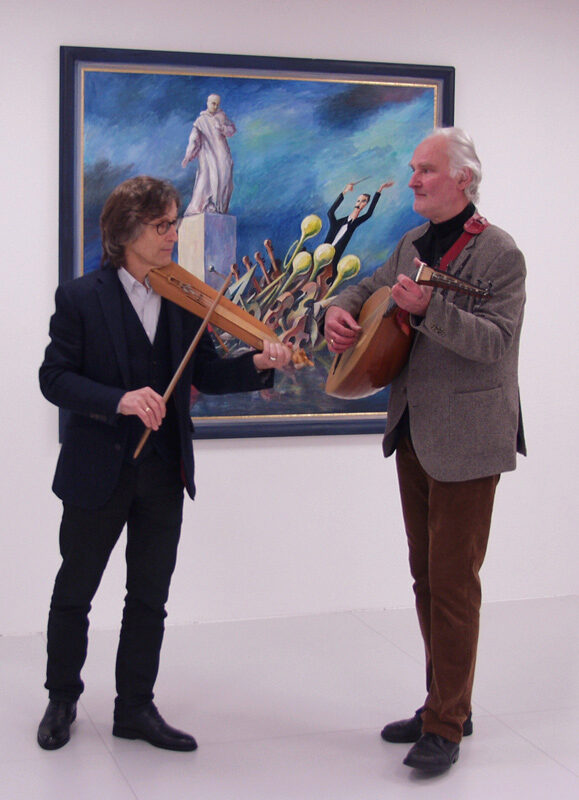 Rainer Herpichböhm und Heinz Schwamm vor Wolfgang Lettls letztem Bild: Opus 88 (unvollendet), 2007