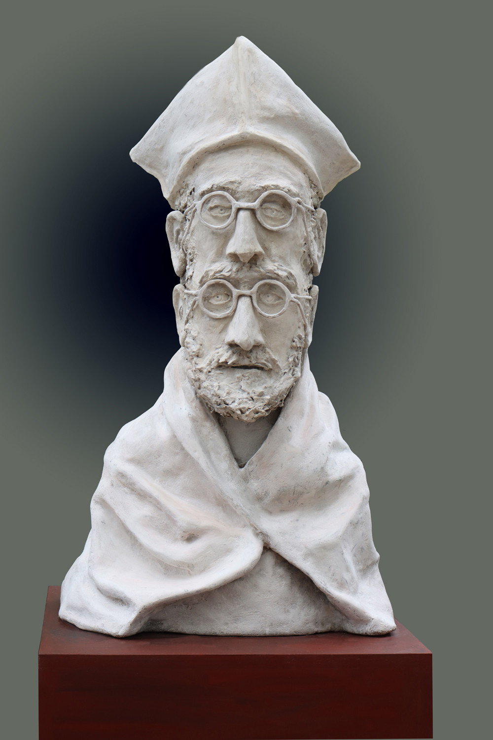 Skulptur von Florian Lettl zum Bild „Kardinal de Guevara, um sich blickend“ (1978) von Wolfgang Lettl